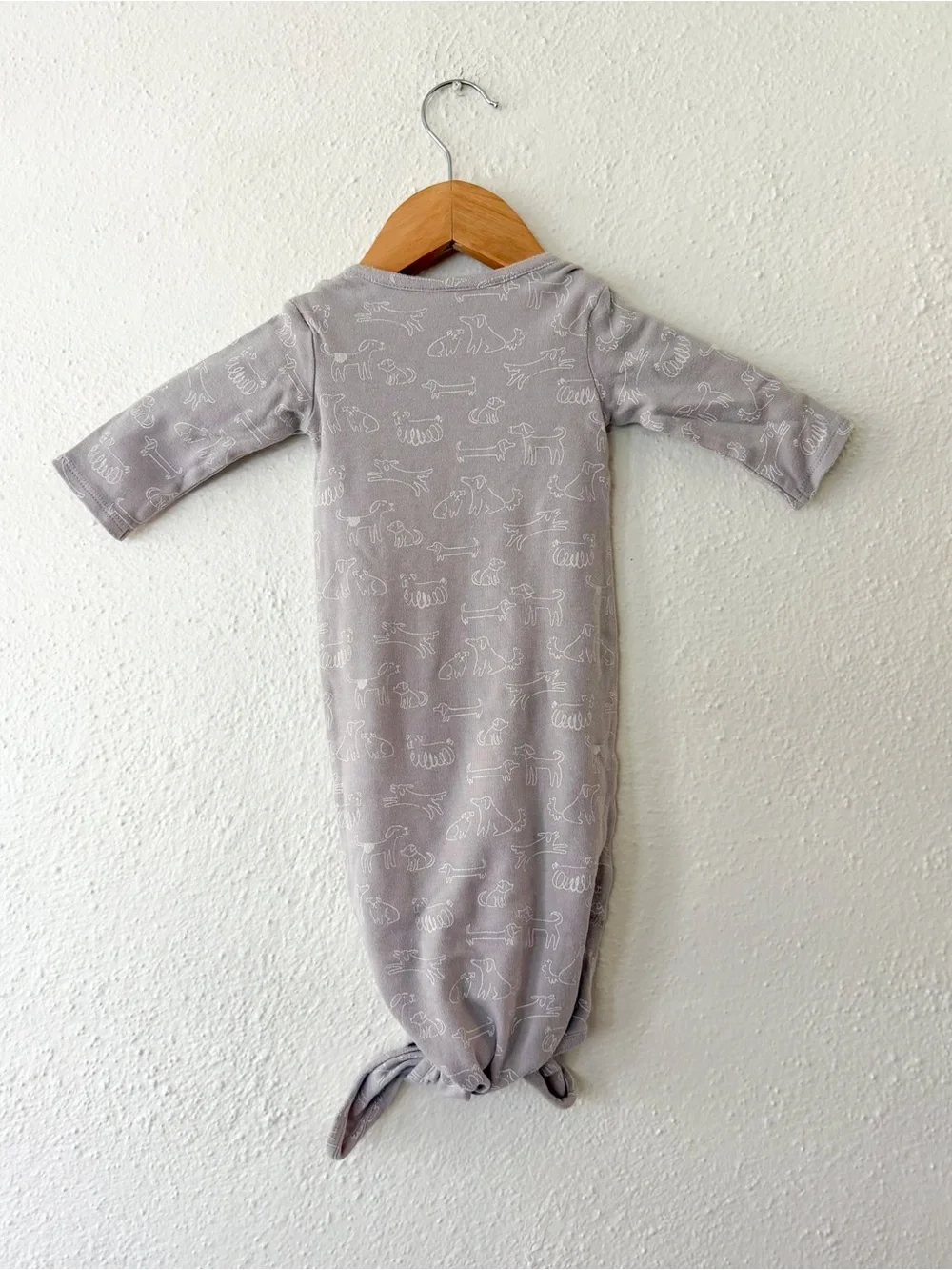 Nordstrom Silver Grey Printed Dogs Knotted Sleep Gown